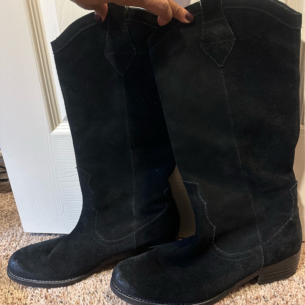 Sam Edelman Black Suede Knee-High Boots